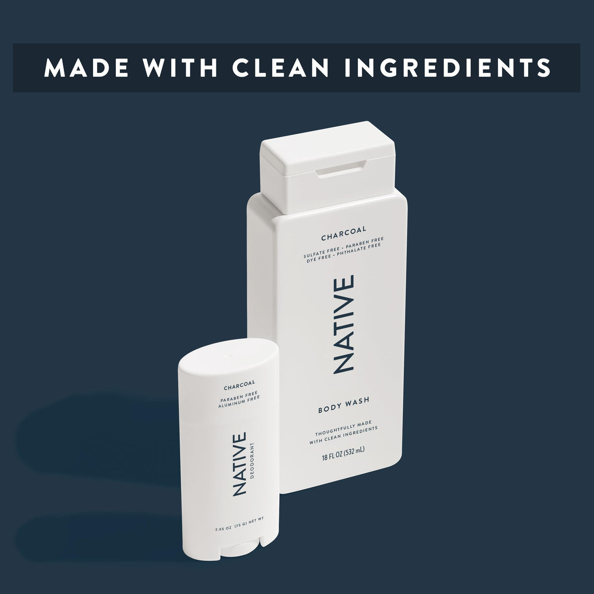 Flacon de gel douche Native 530g avec étiquette visible