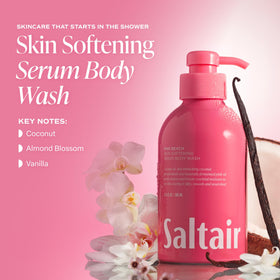 Flacon de gel douche Saltair 500 ml vue arrière avec ingrédients