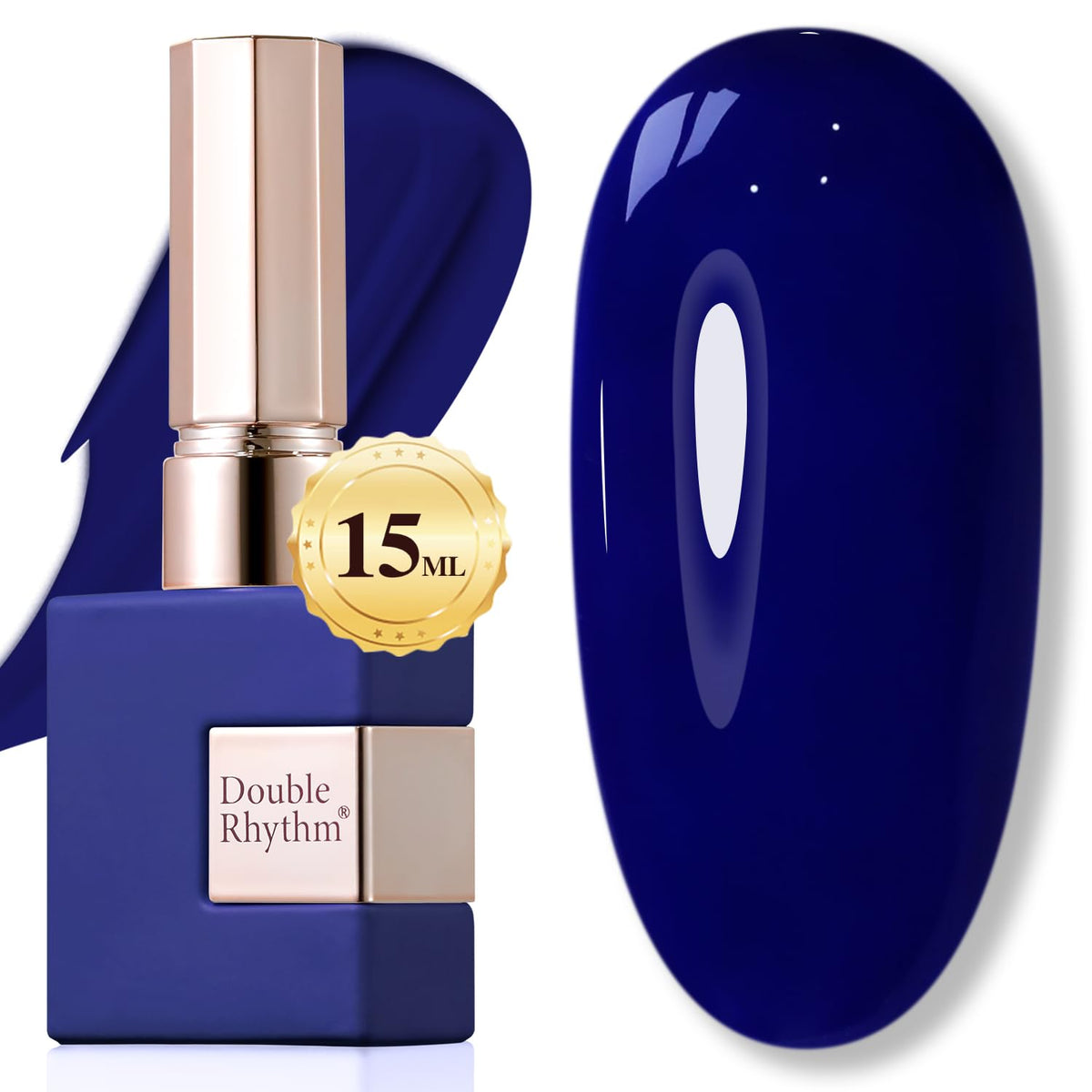 Flacon de gel polish Double Rhythm 15 ml bleu marine profond, vue de face