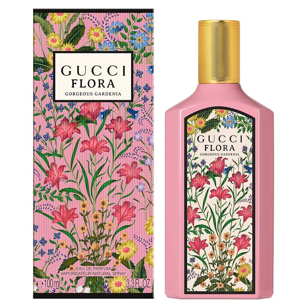 Flacon de Gucci Flora Gorgeous Gardenia 100ml avec son packaging
