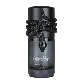 Flacon de Lattafa Musamam Black Intense Eau de Parfum 100 ml vue de face