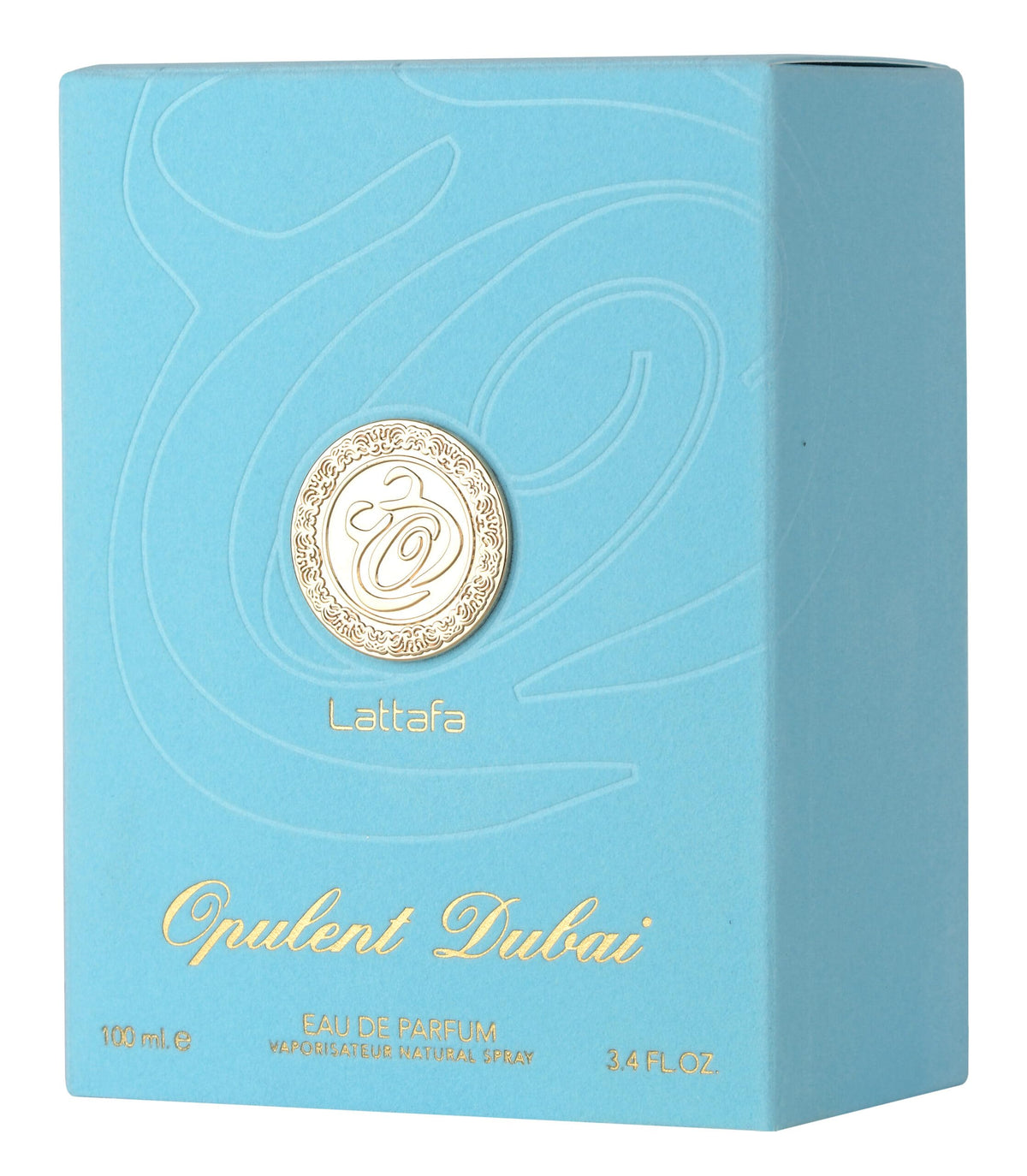 Flacon de Lattafa Opulent Dubai sur un fond élégant