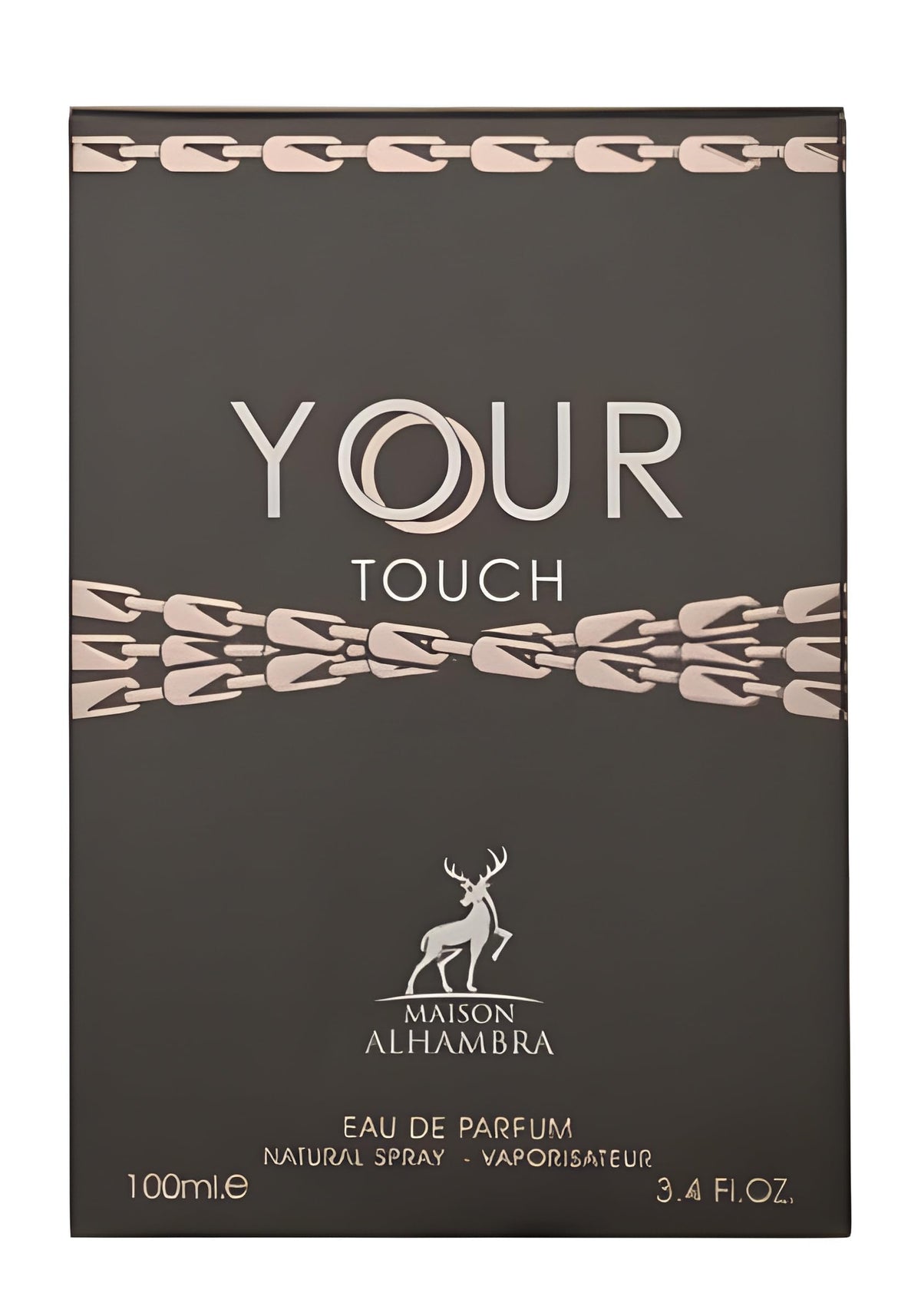 Flacon de Lattafa Your Touch sur fond neutre