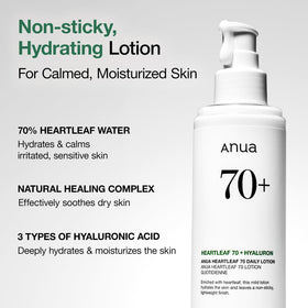 Flacon de lotion ANUA sur une surface en bois