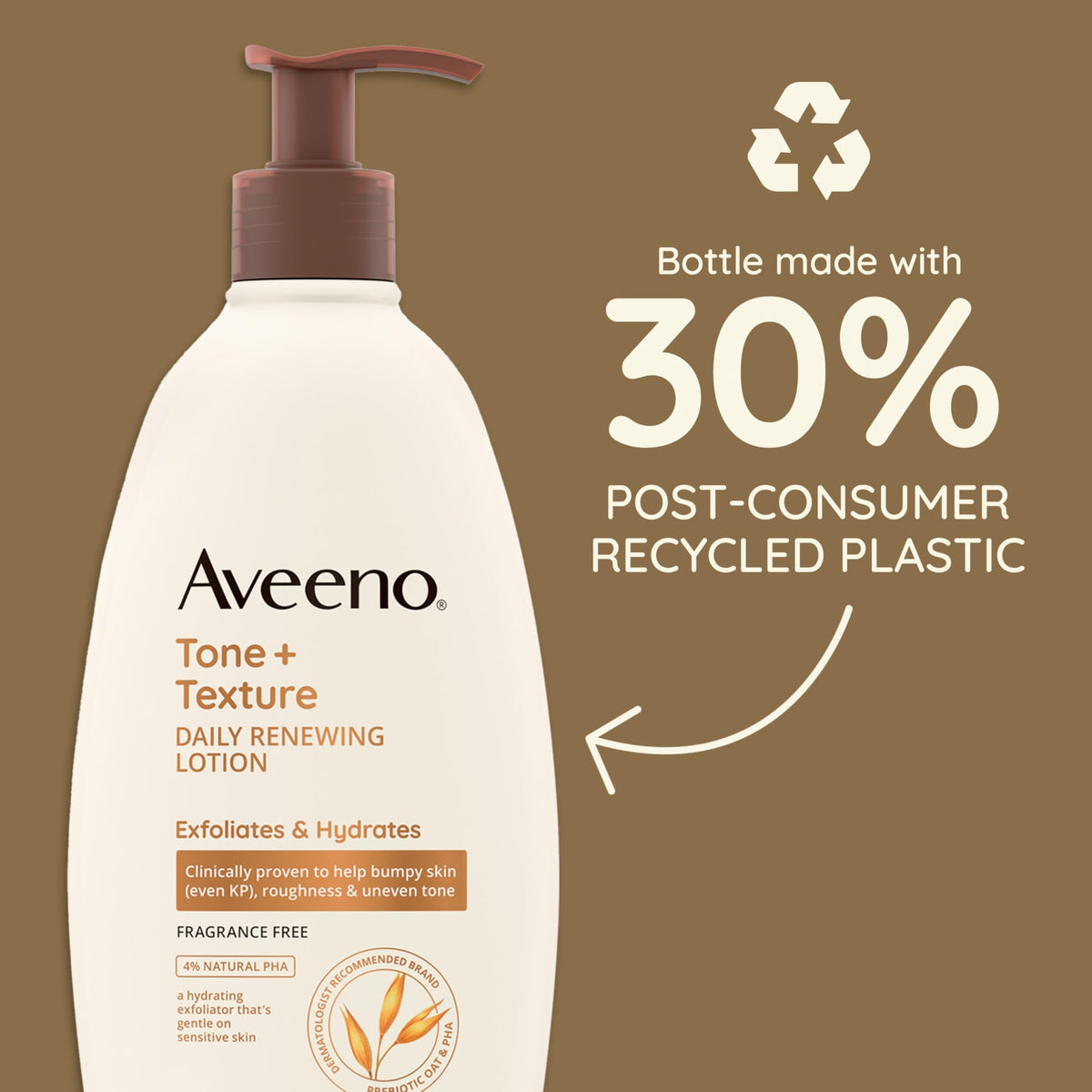 Flacon de lotion Aveeno sur un fond neutre