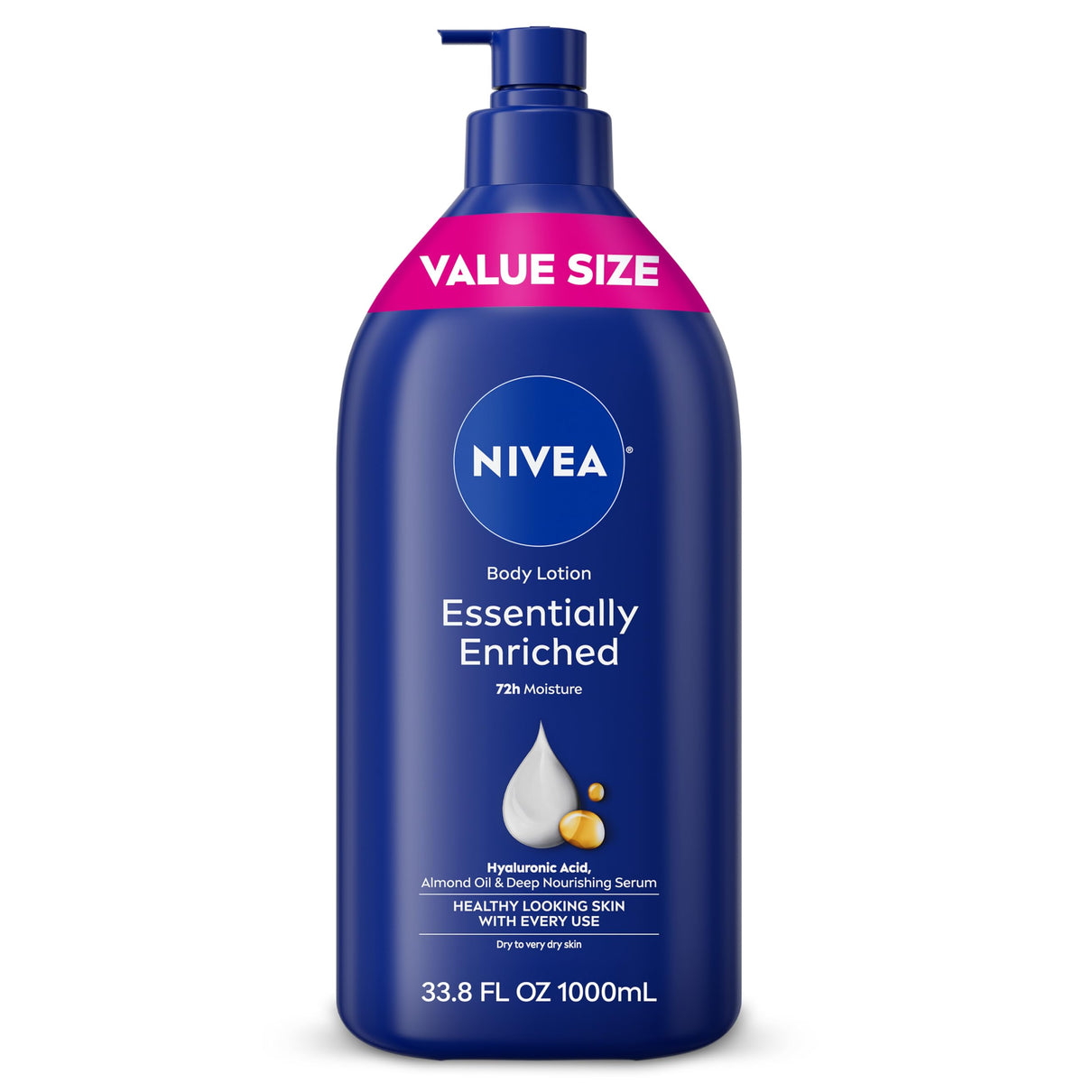 Flacon de lotion NIVEA Essentiellement Enrichie 1L vue de face
