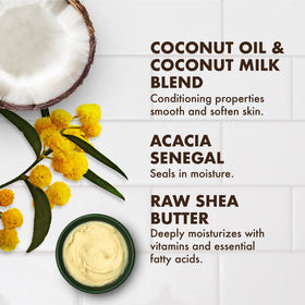Flacon de lotion Shea Moisture avec étiquette visible