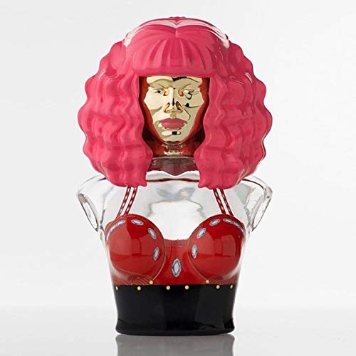 Flacon de Minajesty avec perruque rose et design glamour