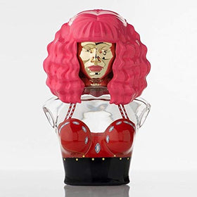 Flacon de Minajesty avec perruque rose et design glamour