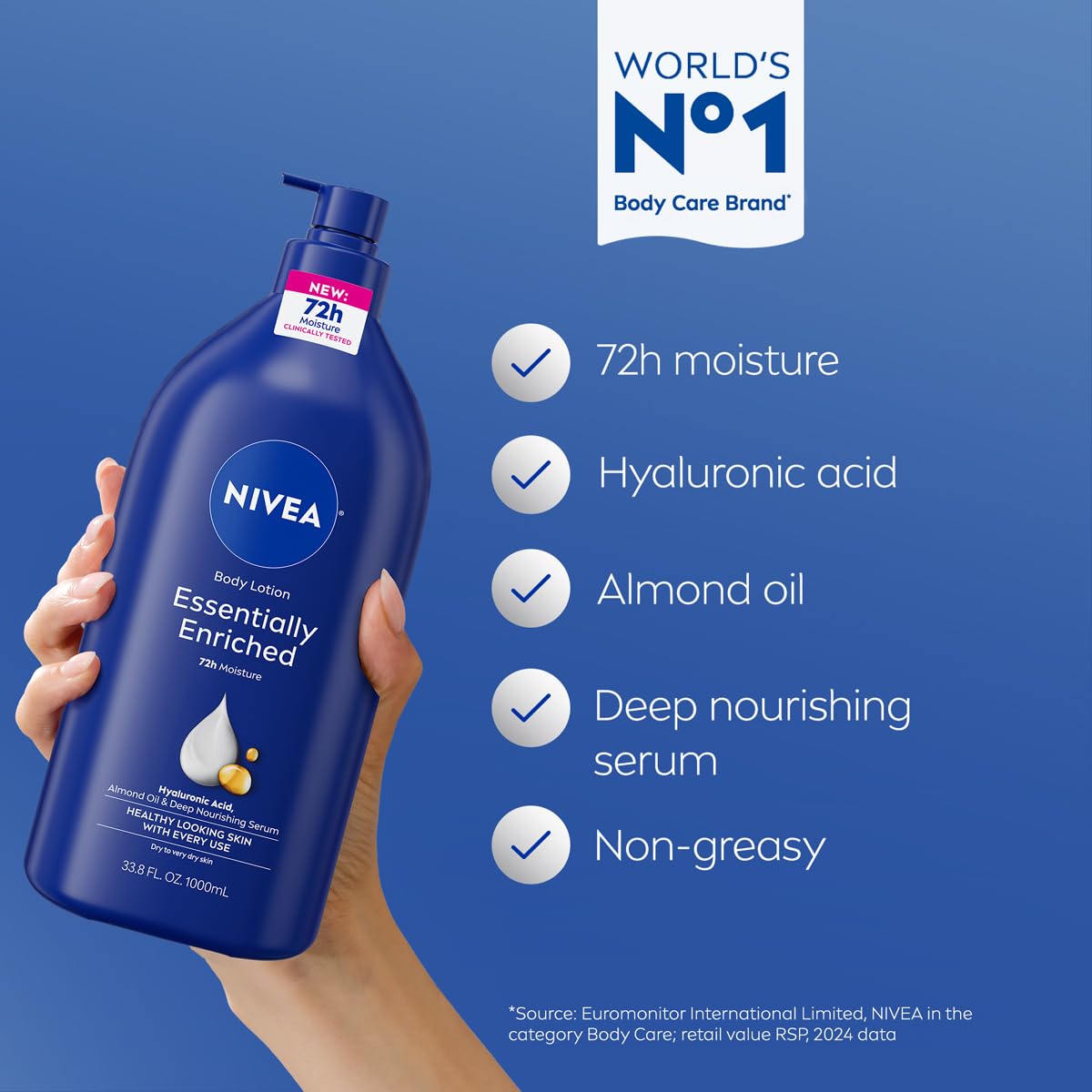 Flacon de NIVEA Essentiellement Enrichie avec étiquette visible