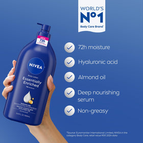 Flacon de NIVEA Essentiellement Enrichie avec étiquette visible