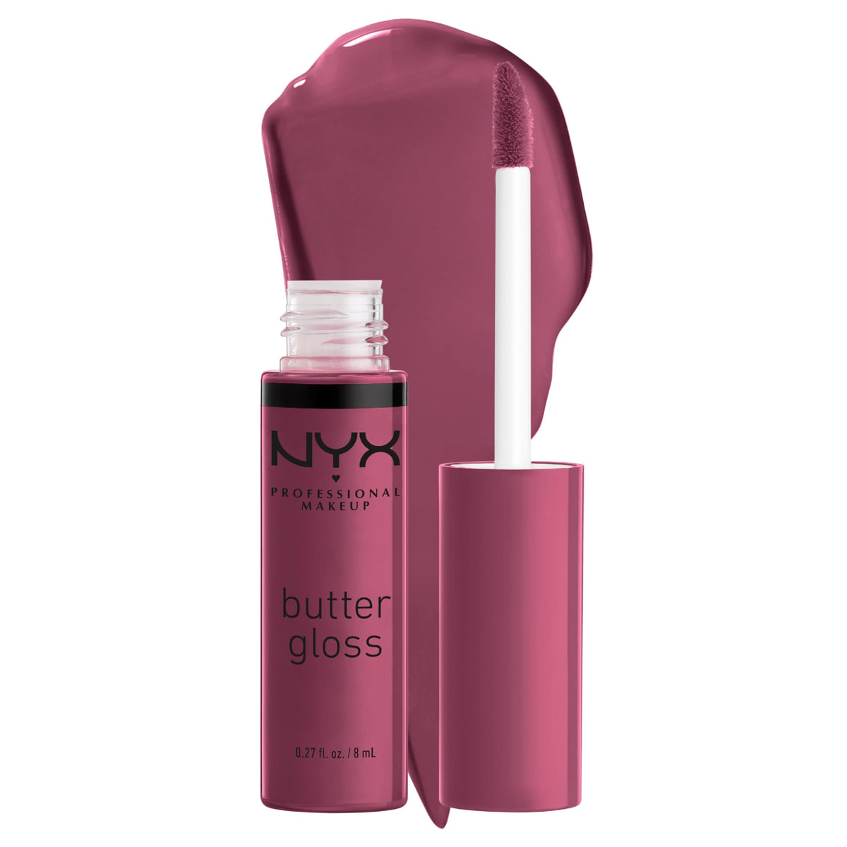 Flacon de NYX Butter Gloss Cranberry Pie 10g, couleur mauve violet