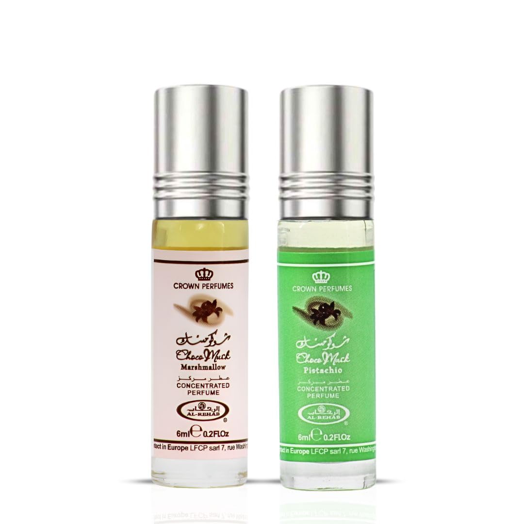 Flacon de parfum Al-Rehab Choco Musk Marshmallow 6ml avec bouchon doré