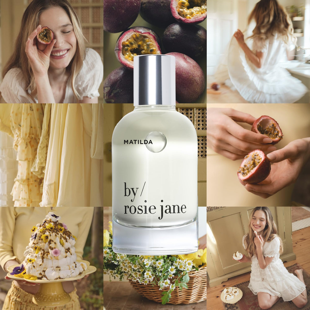 Flacon de parfum By Rosie Jane avec notes de fruit de la passion et musc doré
