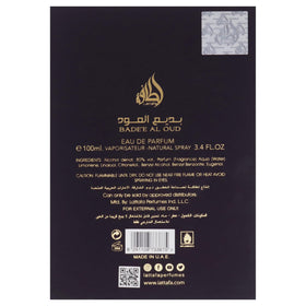Flacon de parfum Lattafa Bade'e Al Oud Amethyst avec reflets