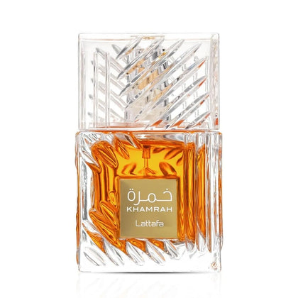 Flacon de parfum Lattafa Khamrah 100 ml vue avant avec bouchon