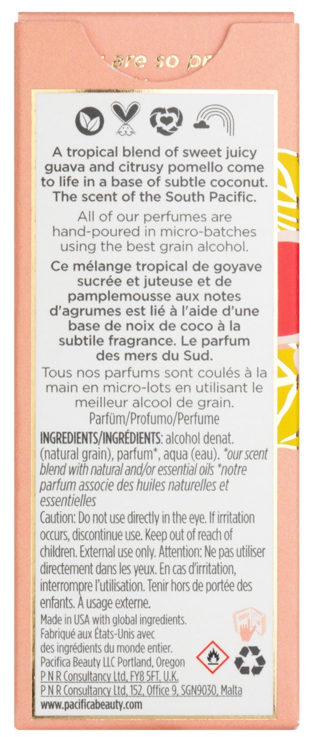 Flacon de parfum Pacifica Hawaiian Ruby Guava avec des fruits exotiques