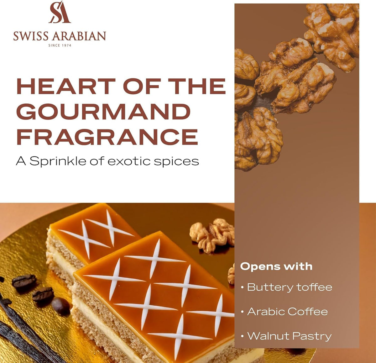 Flacon de parfum Shaghaf Vanilla Toffee de Swiss Arabian sur un fond neutre