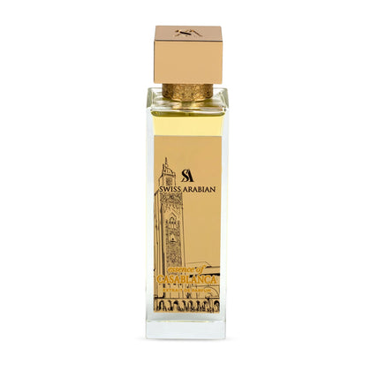 Flacon de parfum Swiss Arabian Essence de Casablanca avec étiquette visible