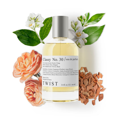 Flacon de parfum Twist Classy No. 30 vue de face avec étiquette