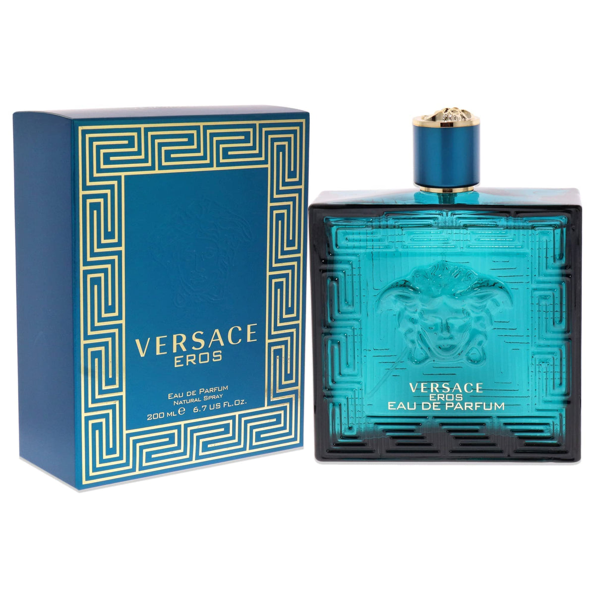Flacon de parfum Versace Eros pour Homme 200 ml sur fond neutre
