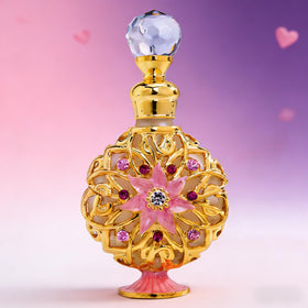 Flacon de parfum vide 10ml SEVENBEES avec cristaux sur une coiffeuse