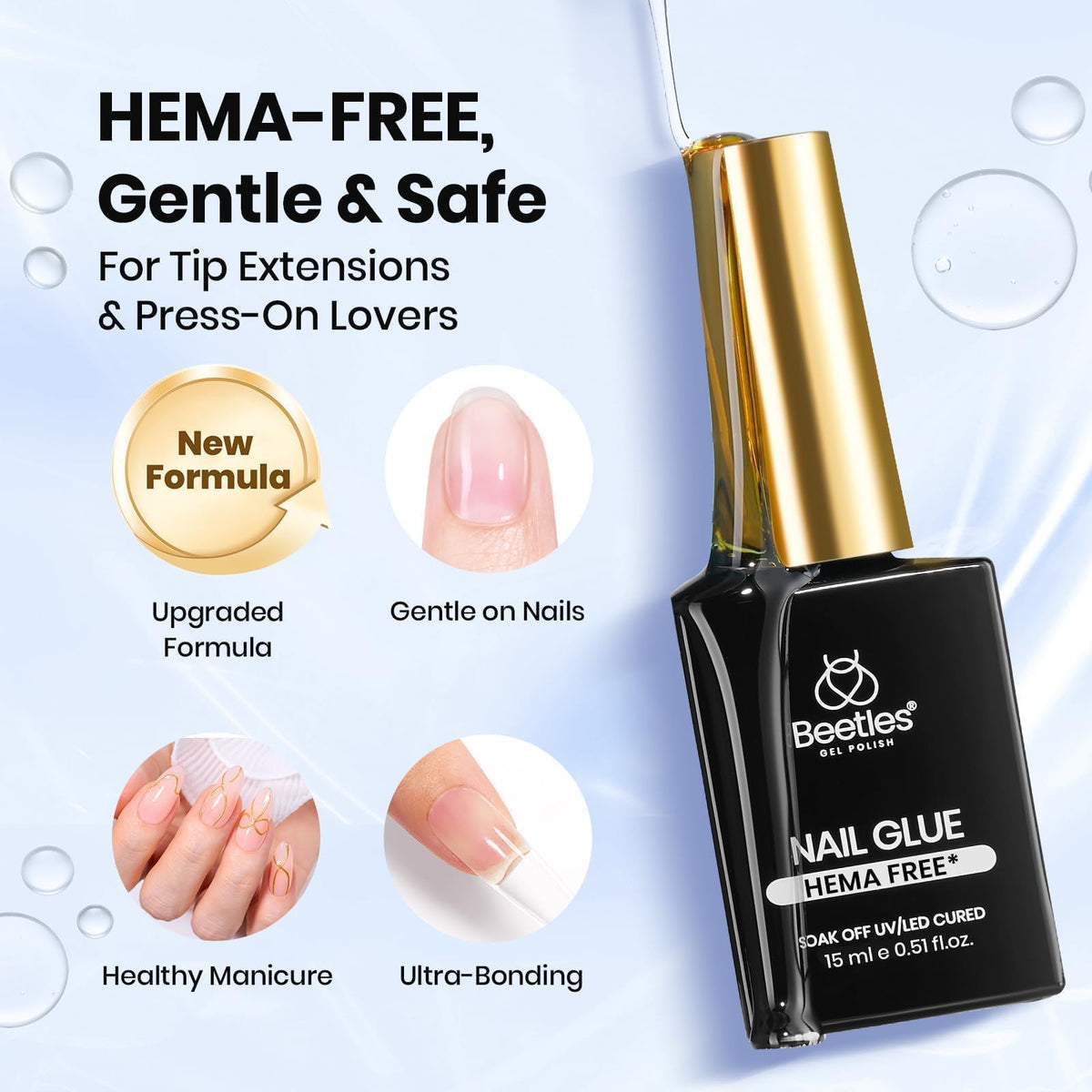 Flacon de préparation à ongles 15ml de beetles, côté gauche