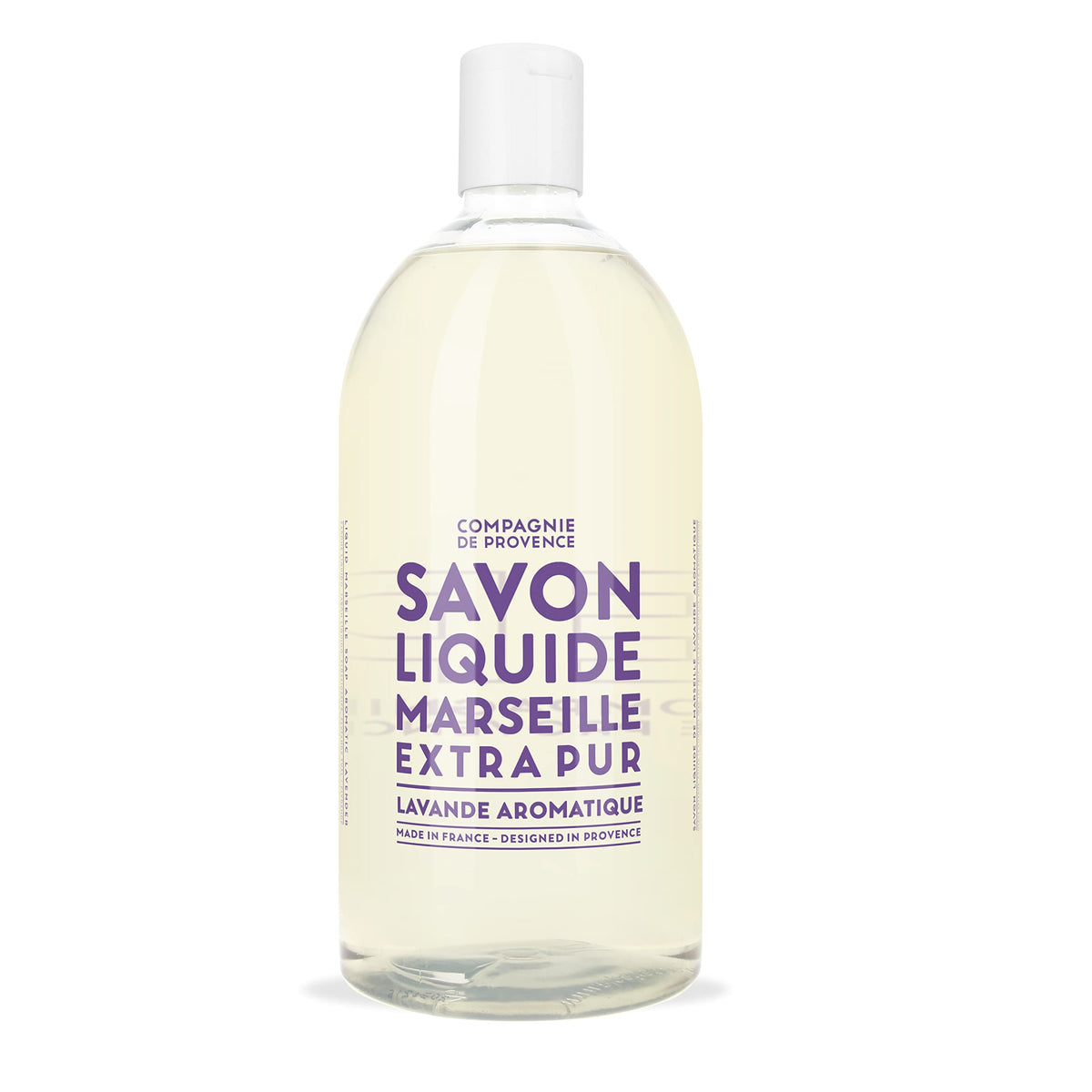 Flacon de recharge de savon liquide de Marseille à la lavande, vue avant