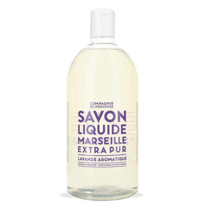 Flacon de recharge de savon liquide de Marseille à la lavande, vue avant