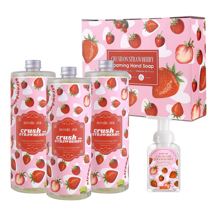 Flacon de recharge de savon moussant ROMIIE ZOI à la fraise, vue avant