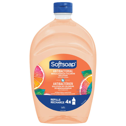 Flacon de recharge Softsoap Antibactérien 50oz vue avant avec parfum frais
