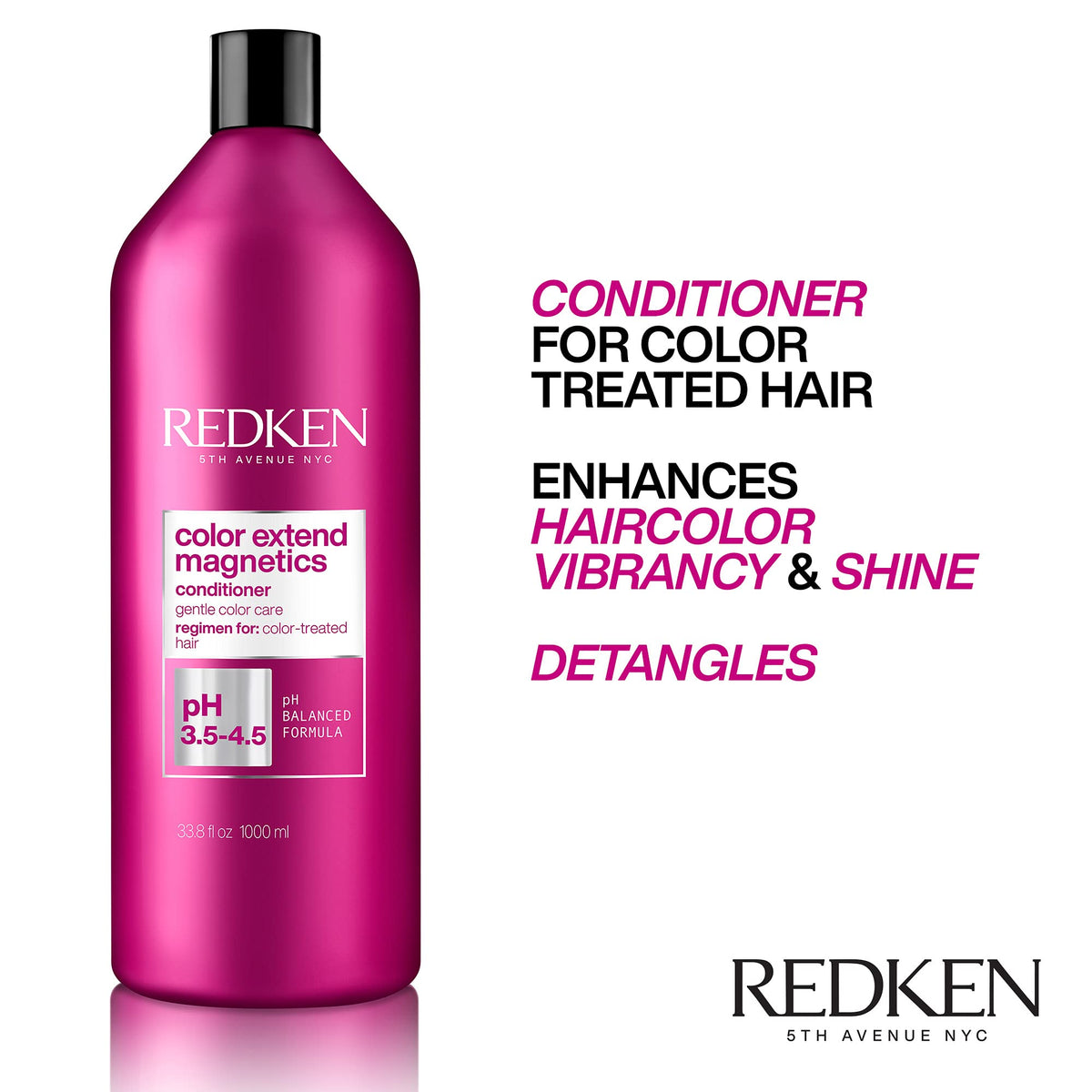 Flacon de Redken Color Extend Magnetics Après-Shampooing sur une coiffeuse