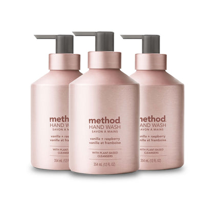 Flacon de savon liquide Method Vanille + Framboise vue de face