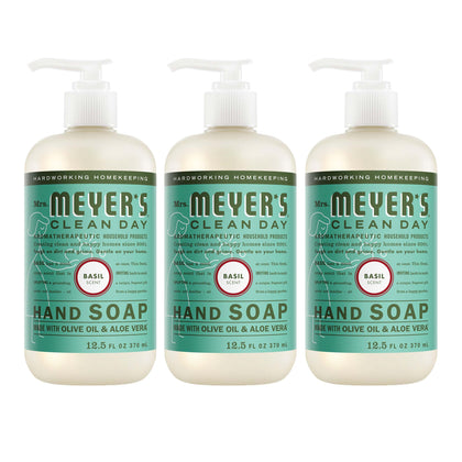 Flacon de savon liquide Mrs. Meyer’s au basilic, vue de face