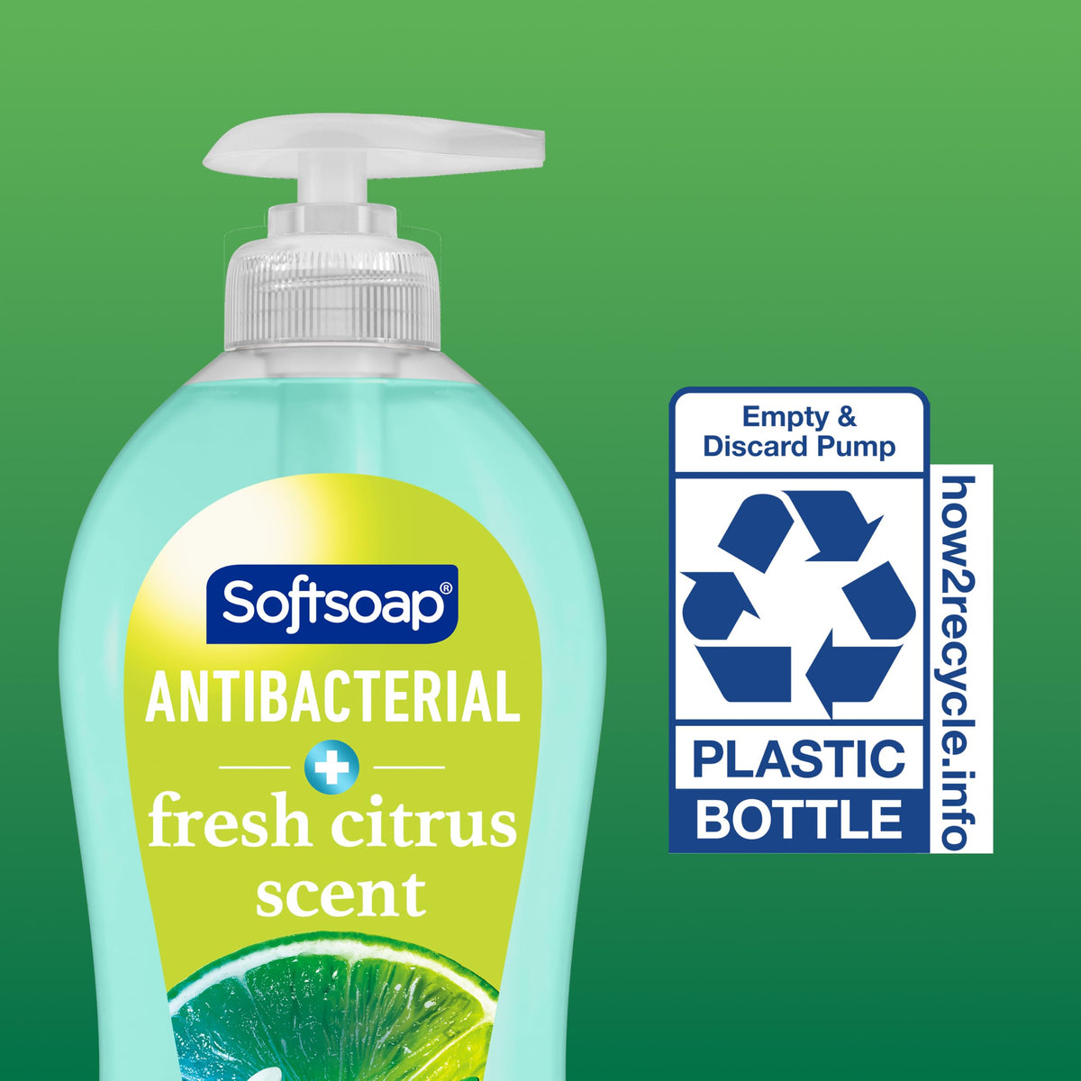 Flacon de savon Softsoap avec des ingrédients naturels autour