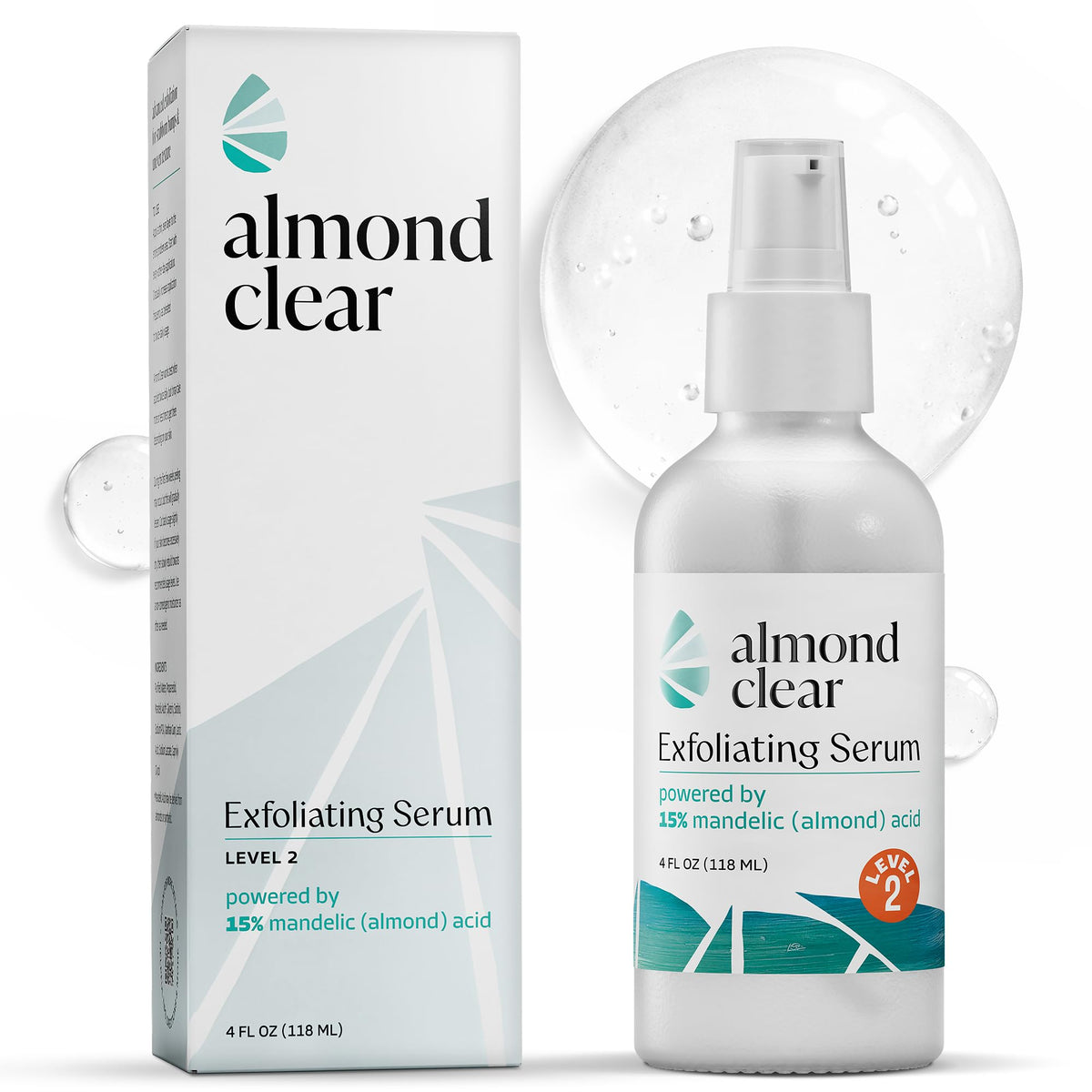 Flacon de sérum Almond Clear Niveau 2 4 oz avec distributeur pompe