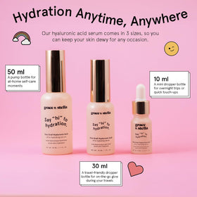 Flacon de sérum grace & stella sur une surface en marbre