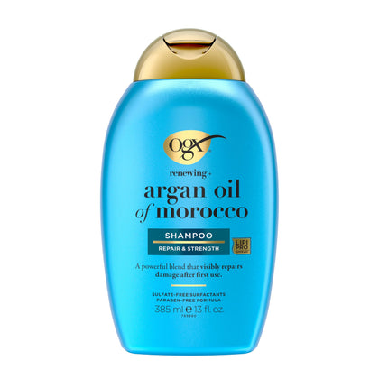 Flacon de shampoing OGX à l'Huile d'Argan du Maroc 385ml vue de face