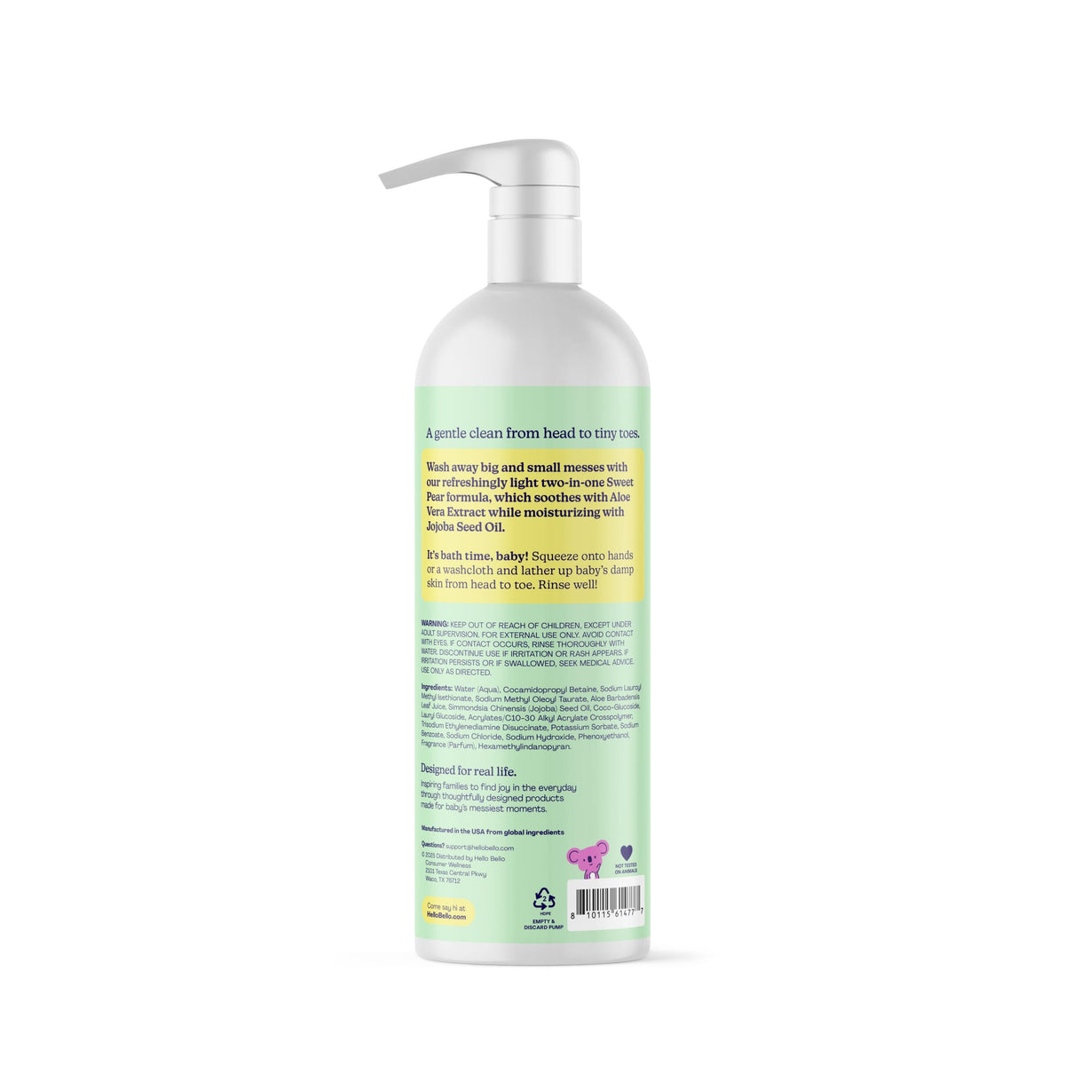 Flacon de Shampoo et Gel Douche Hello Bello avec étiquette