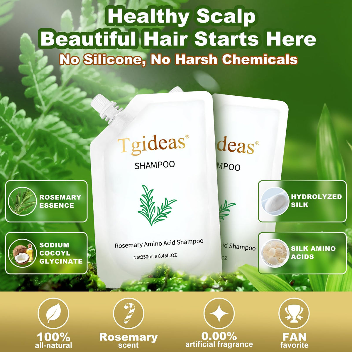 Flacon de shampooing Biotin Romarin Tgideas dans une salle de bain
