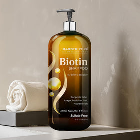 Flacon de shampooing biotine Majestic Pure avec bouchon