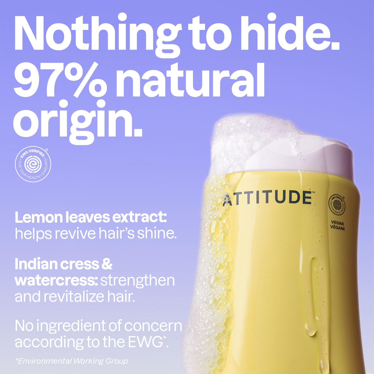 Flacon de shampooing clarifiant ATTITUDE sur fond blanc