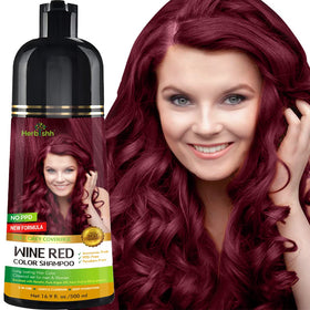 Flacon de shampooing colorant Herbishh Rouge Vin 500ml vue de face