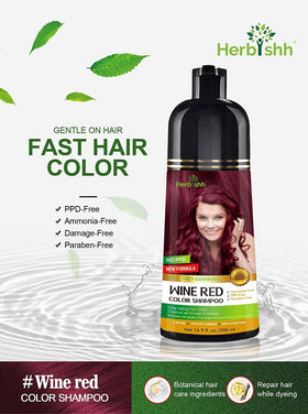 Flacon de shampooing colorant Herbishh Rouge Vin sur fond neutre