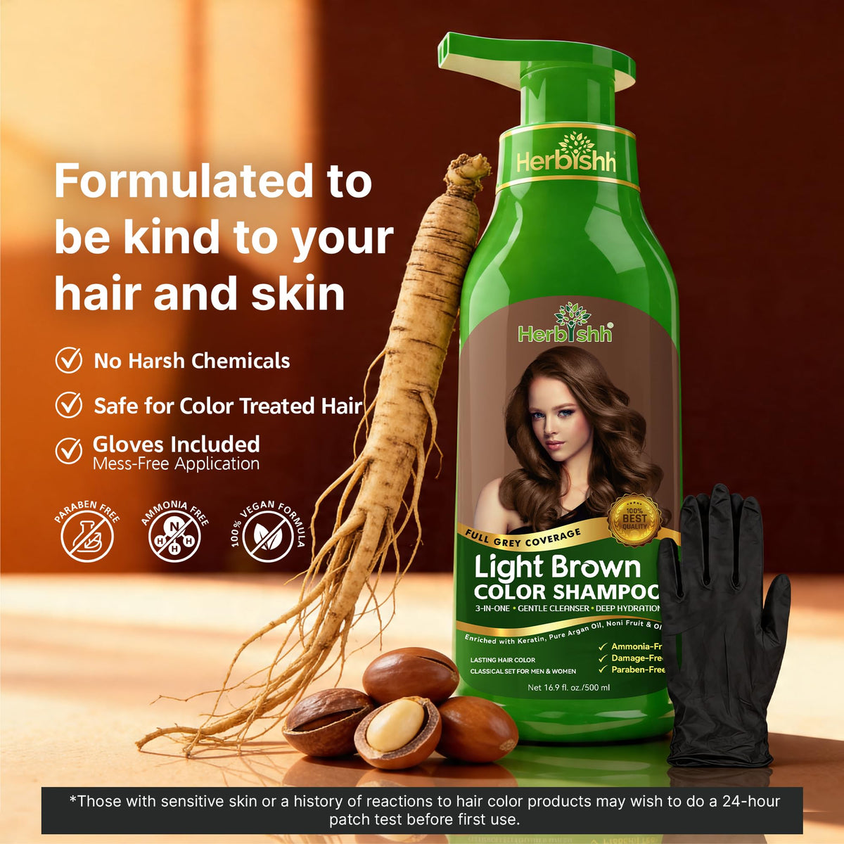 Flacon de shampooing Herbishh sur une surface plane