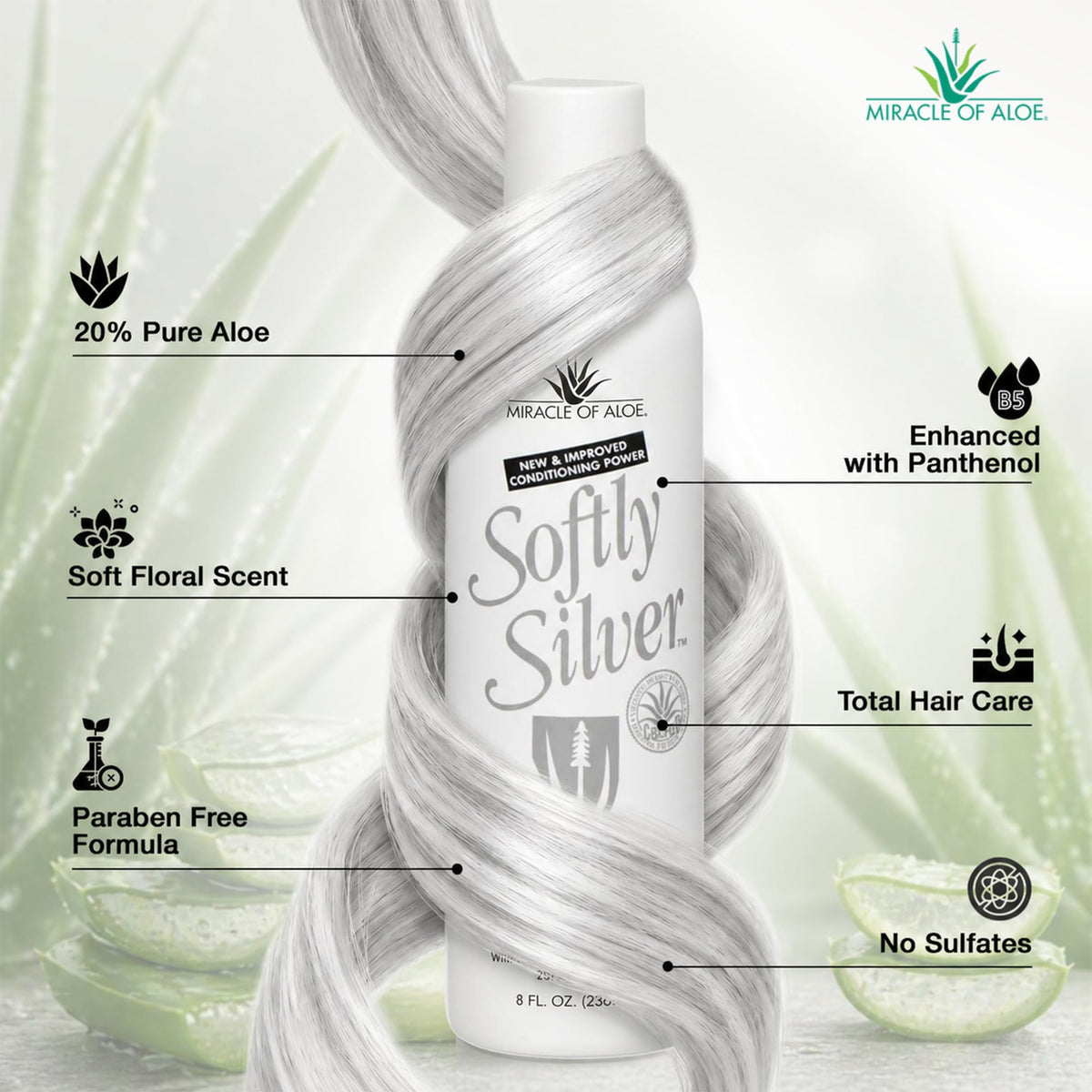 Flacon de shampooing Miracle of Aloe sur un fond neutre