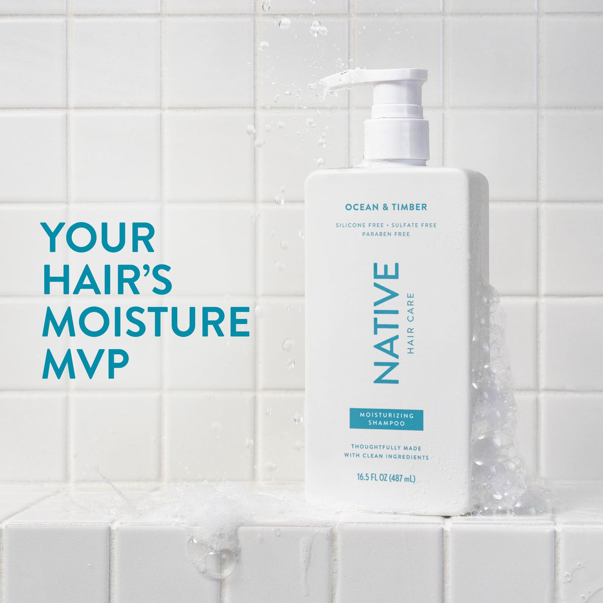 Flacon de shampooing Native 500 ml avec étiquette