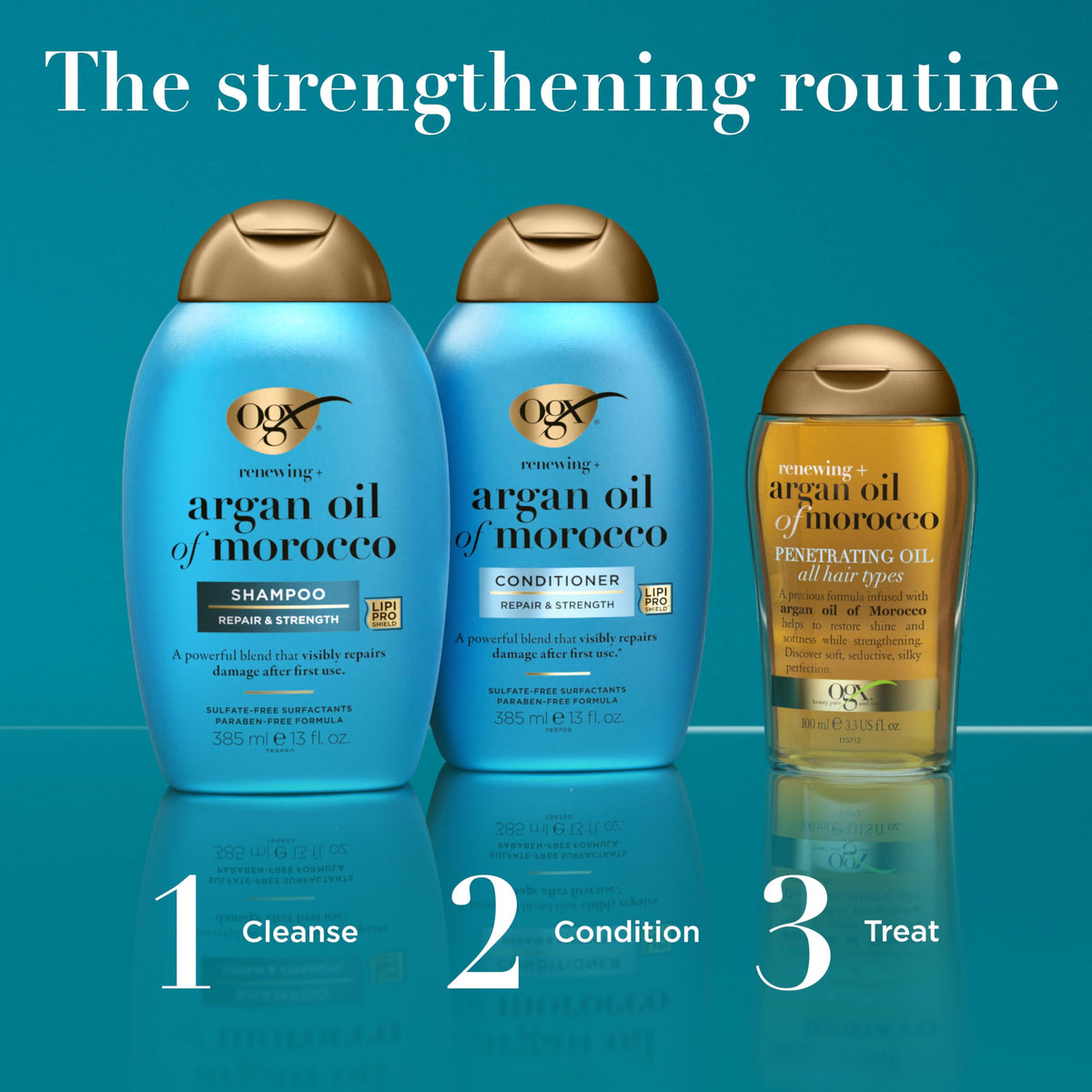 Flacon de shampooing OGX avec étiquette visible