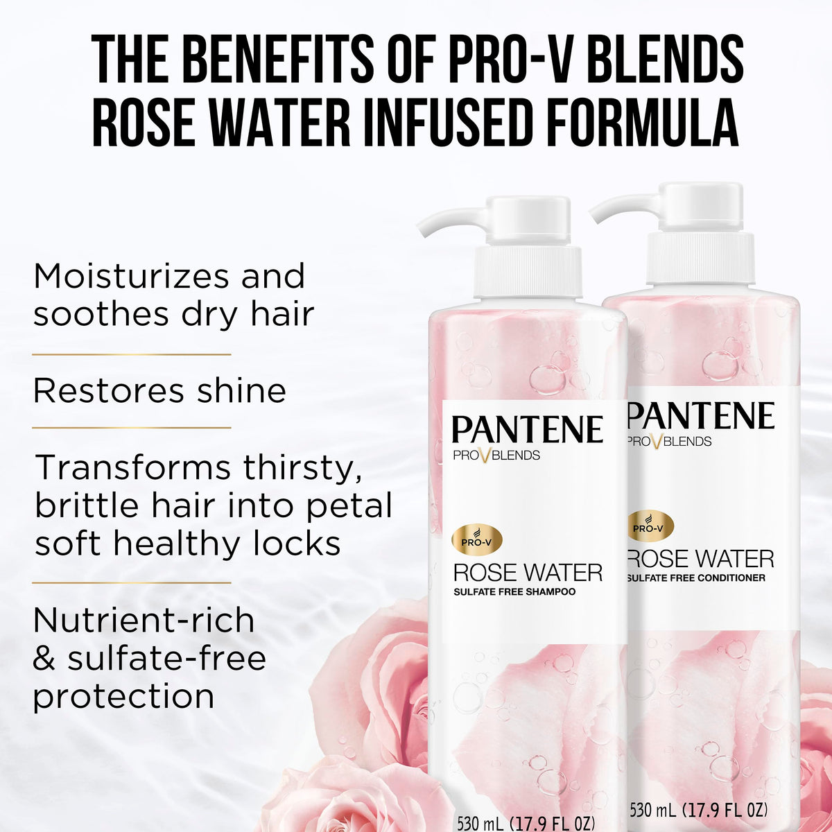Flacon de shampooing Pantene 17,9 oz vue de face
