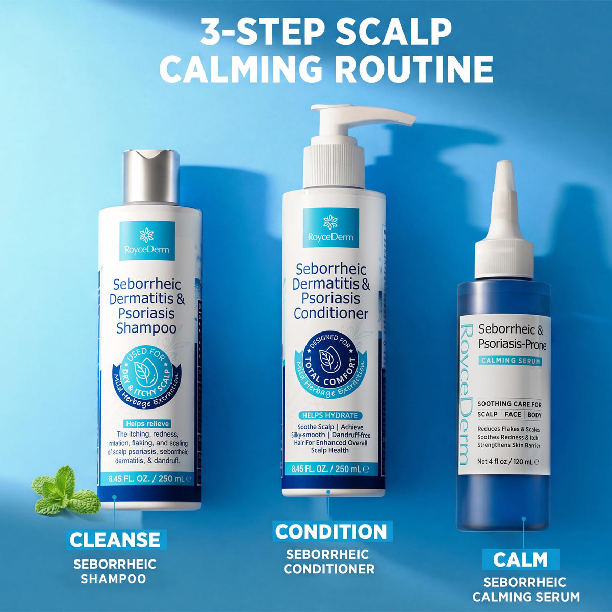 Flacon de shampooing Roycederm pour le cuir chevelu